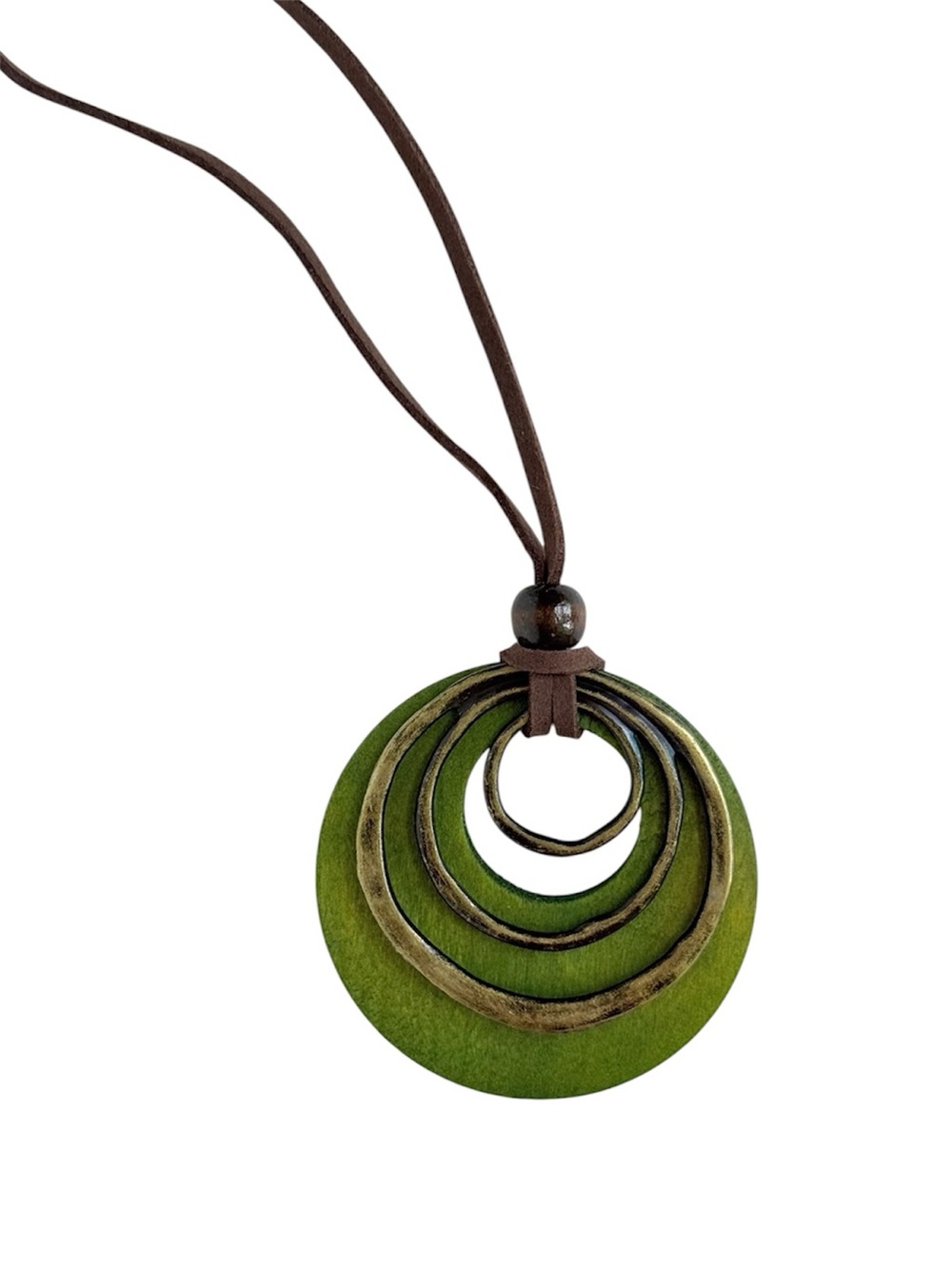 Boho Green Circle Pendant Necklace Y2K